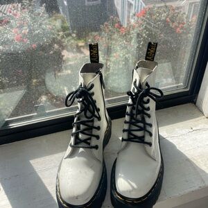 Dr. Martens White Leather Platform Boots